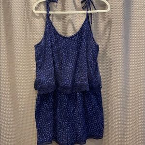 Tie shoulder navy blue romper